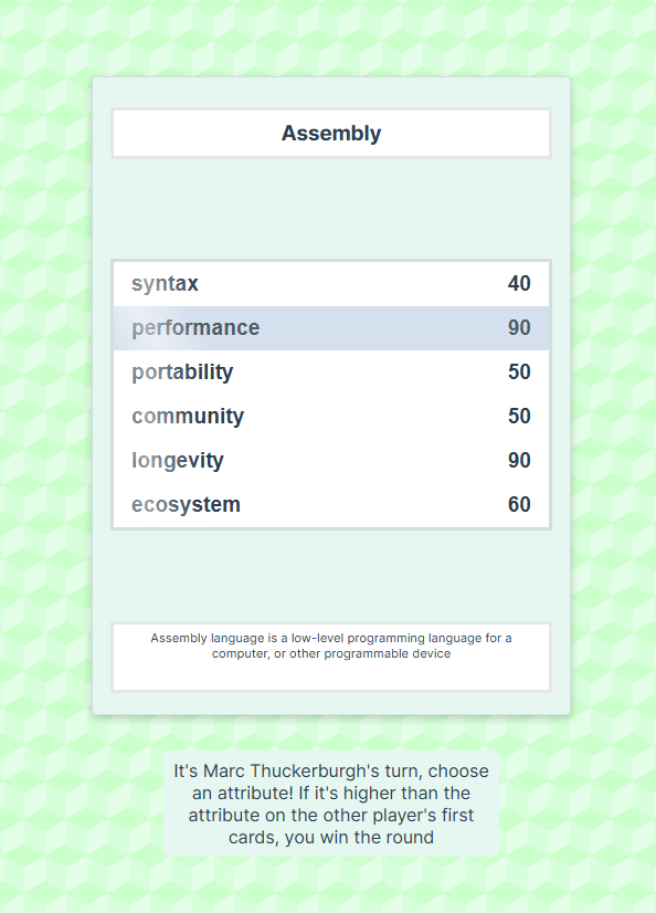 Top trumps screenshot